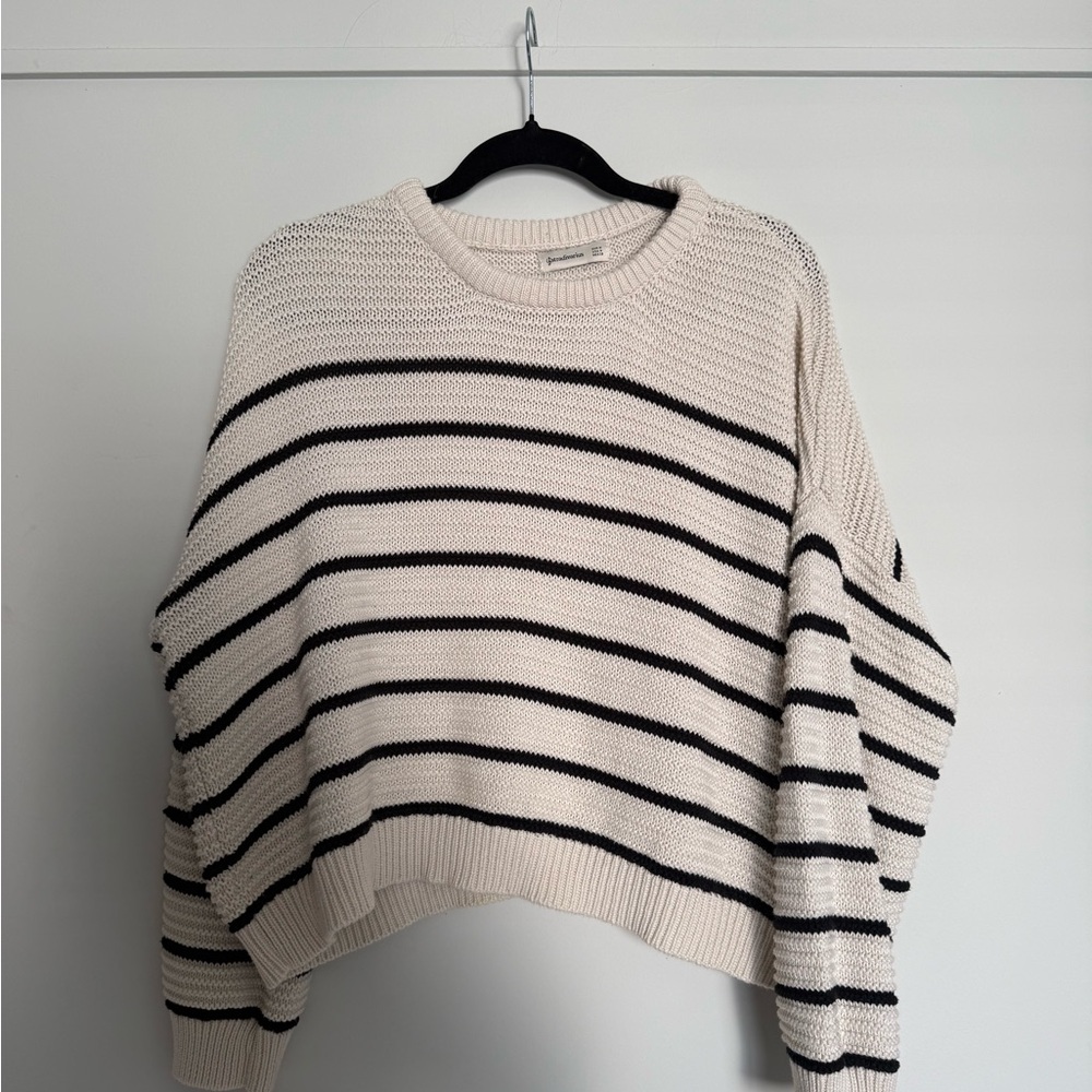 Striped Cream and Black Women's Sweater